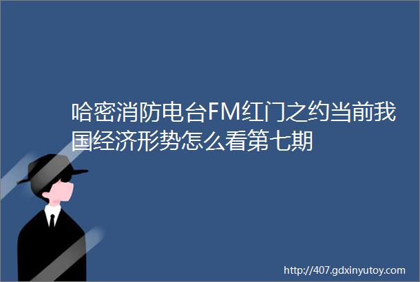 哈密消防电台FM红门之约当前我国经济形势怎么看第七期